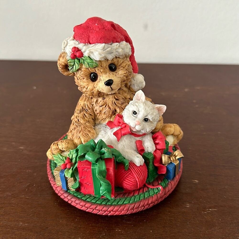 San Francisco Music Box Company | Teddy Bear and Cat Musical The Christmas Song